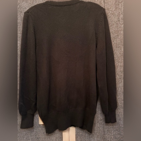 NWOT Women’s Deep V Neck Wrapped Front Long Dolman Sleeves Sweater Color Black - Picture 2 of 3